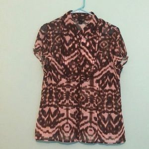 East 5th Large Brown & Cream Blouse